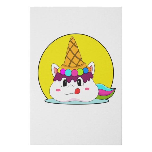 Unicorn with Ice cream cone Faux Canvas Print (Front)