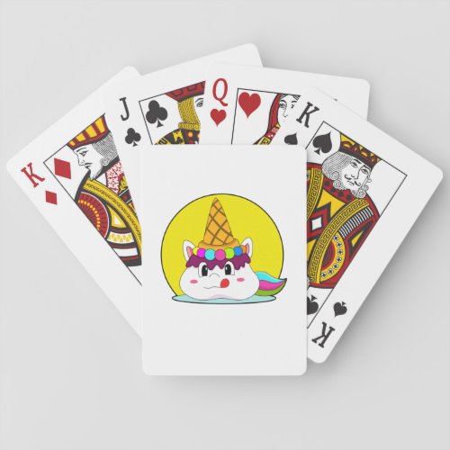 Unicorn with Ice cream cone Poker Cards
