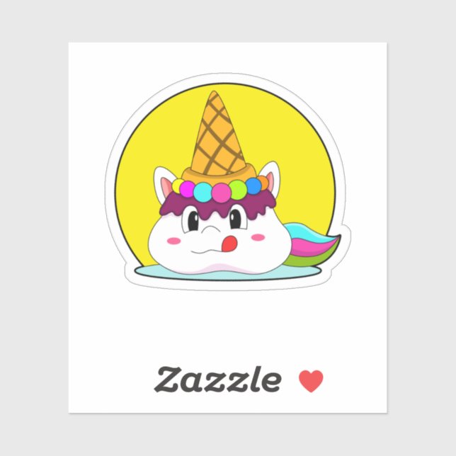 Unicorn with Ice cream cone Sticker (Sheet)