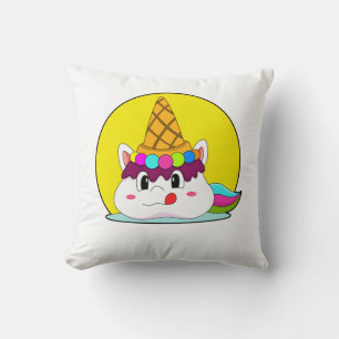 Unicorn with Ice cream cone Throw Pillow