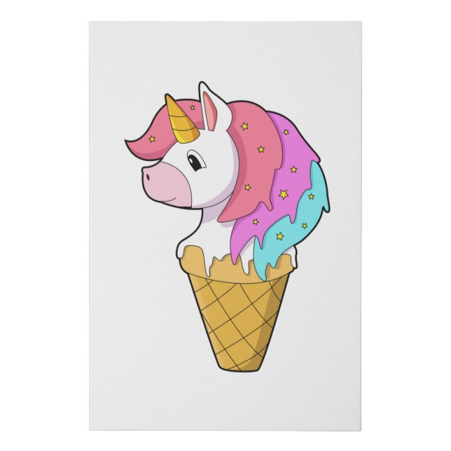 Unicorn with Ice cream Faux Canvas Print (Front)