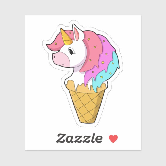 Unicorn with Ice cream Sticker (Sheet)