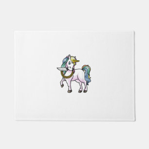 Unicorn With Knife Girls Women T-Shirt Doormat