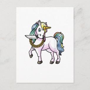 Unicorn With Knife Girls Women T-Shirt Postcard