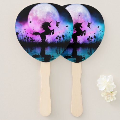 Unicorn with little fairy hand fan