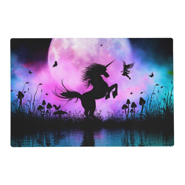 Unicorn with little fairy placemat (Back)