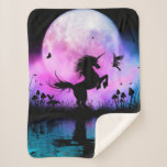 Unicorn With Little Fairy Sherpa Blanket at Zazzle