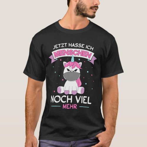 Unicorn with Mouth Guard Mask Respirator Ich hasse T_Shirt