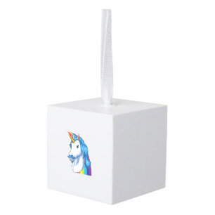 Unicorn with Mustache Dadacorn Dadicorn Unicorn Da Cube Ornament