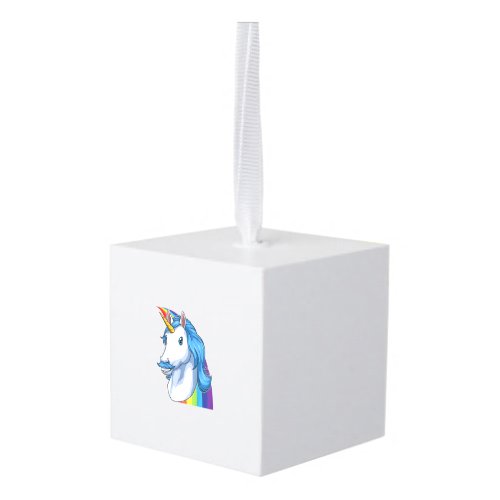 Unicorn with Mustache Dadacorn Dadicorn Unicorn Da Cube Ornament
