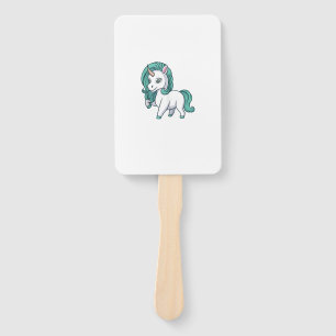 Unicorn With Petrol Mane Cute Funny Unicorn Design Hand Fan