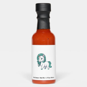 Unicorn With Petrol Mane Cute Funny Unicorn Design Hot Sauces