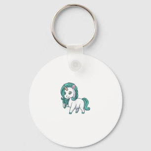 Unicorn With Petrol Mane Cute Funny Unicorn Design Keychain