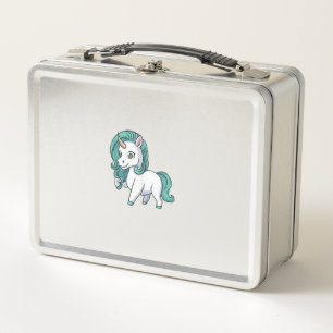 Unicorn With Petrol Mane Cute Funny Unicorn Design Metal Lunch Box