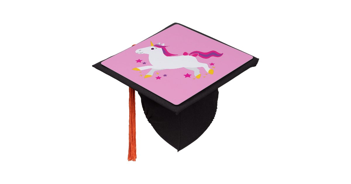Unicorn With Pink Mane And Stars Graduation Cap Topper Zazzle Com