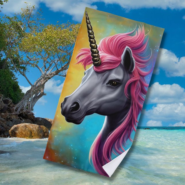 Unicorn with Pink Mane Beach Towel (Creator Uploaded)