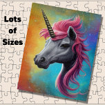 Unicorn with Pink Mane Jigsaw Jigsaw Puzzle<br><div class="desc">Unicorn with Pink Mane - see this design on other products in my store</div>