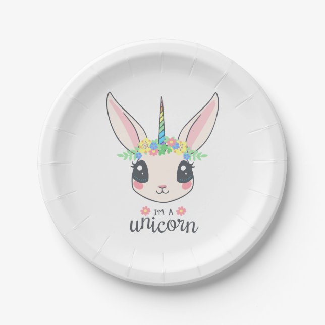 Unicorn with Pony Themed Paper Plates (Front)