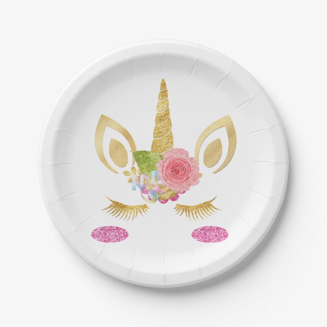 Unicorn with Pony Themed Paper Plates (Front)