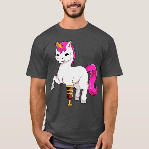 Unicorn with prosthetic leg T_Shirt