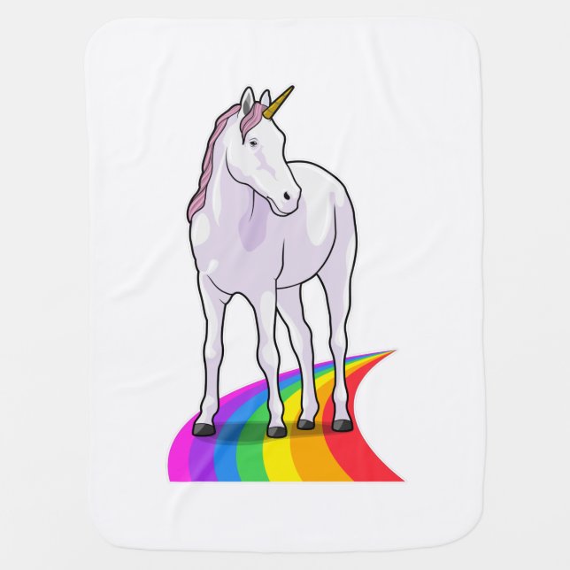 Unicorn with Rainbow Baby Blanket (Front)