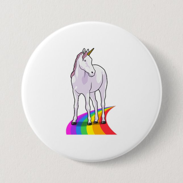 Unicorn with Rainbow Button (Front)