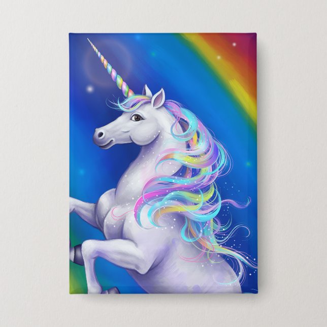 Unicorn with Rainbow Button (Front)