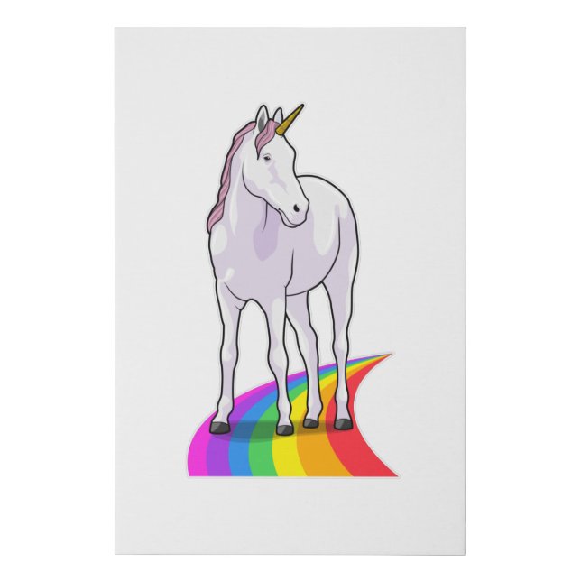 Unicorn with Rainbow Faux Canvas Print (Front)