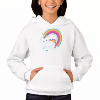 Unicorn with Rainbow Girl Hoodie