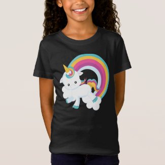 Unicorn with Rainbow Girl  T-Shirt