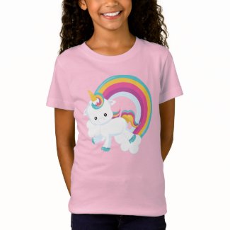 Unicorn with Rainbow Girl T-Shirt