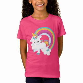 Unicorn with Rainbow Girl T-Shirt