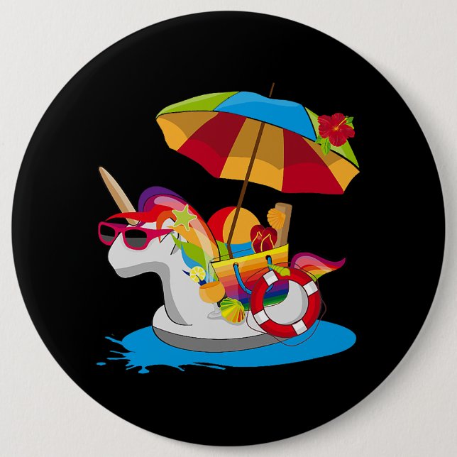 Unicorn with rainbow mane and parasol button (Front)