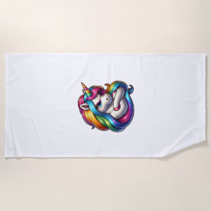 Unicorn With Rainbow Mane Art Tank Top Beach Towel
