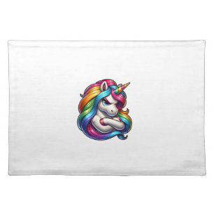 Unicorn With Rainbow Mane Art Tank Top Cloth Placemat