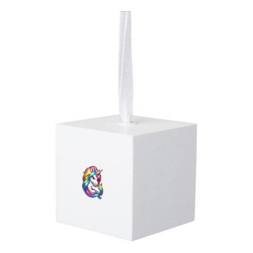 Unicorn With Rainbow Mane Art Tank Top Cube Ornament