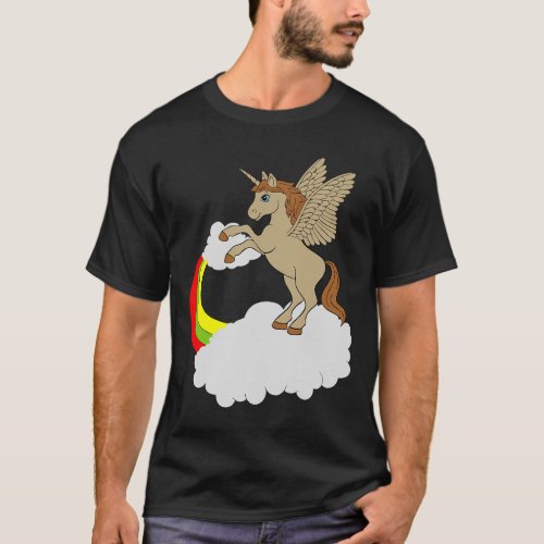 Unicorn with rainbow on clouds Horses design T_Shirt