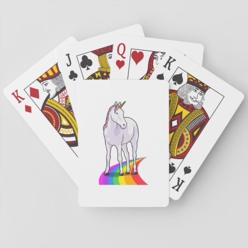 Unicorn with Rainbow Poker Cards