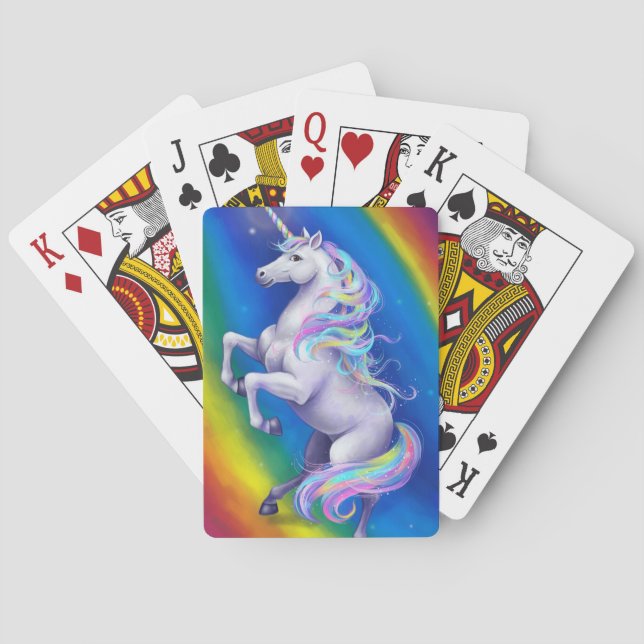 Unicorn with Rainbow Poker Cards (Back)
