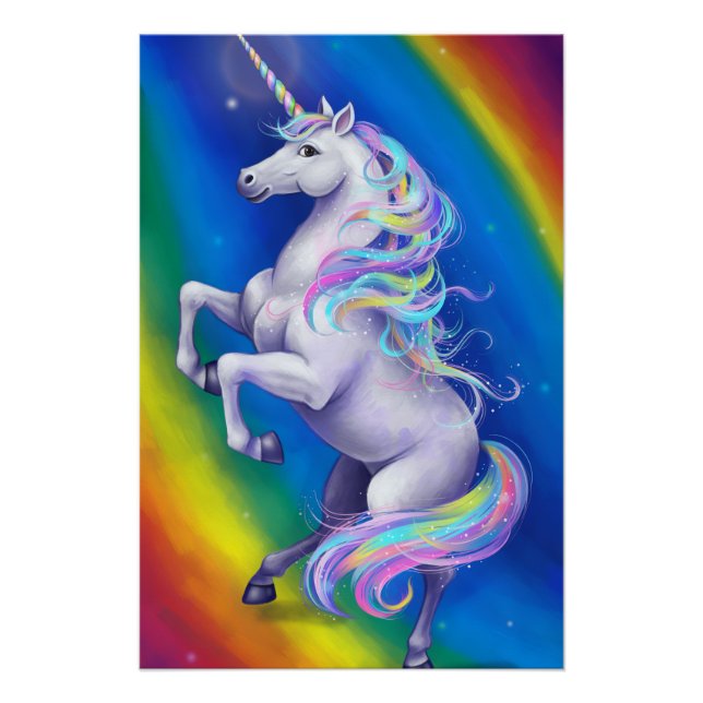 Unicorn with Rainbow Poster (Front)