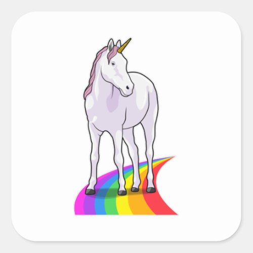 Unicorn with Rainbow Square Sticker