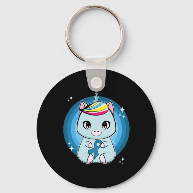 Unicorn With Ribbon Diabetes Awareness  Keychain (Front)