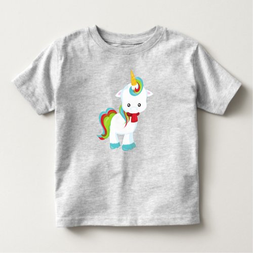 Unicorn With Scarf Little Unicorn Cute Unicorn Toddler T_shirt