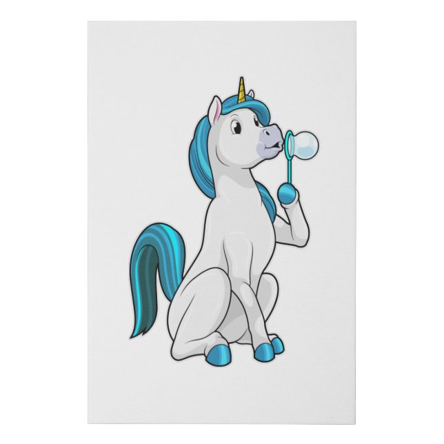 Unicorn with Soap bubbles Faux Canvas Print (Front)
