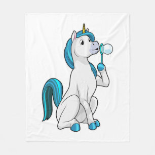 Unicorn with Soap bubbles Fleece Blanket