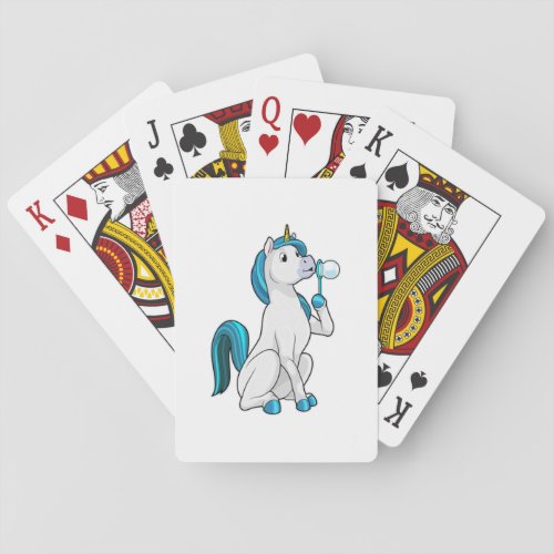 Unicorn with Soap bubbles Poker Cards
