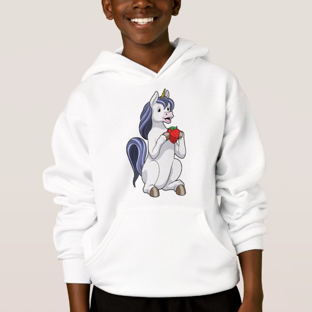 Unicorn with Strawberry Fruit Hoodie (Front)