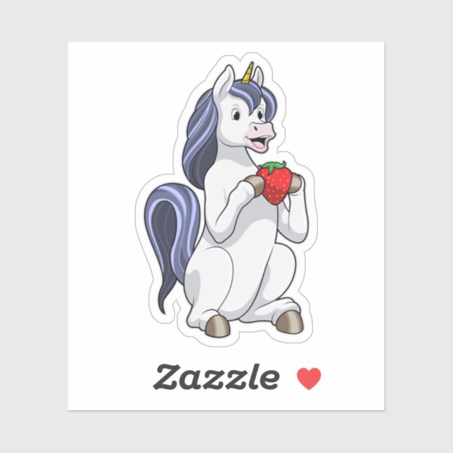 Unicorn with Strawberry Fruit Sticker (Sheet)