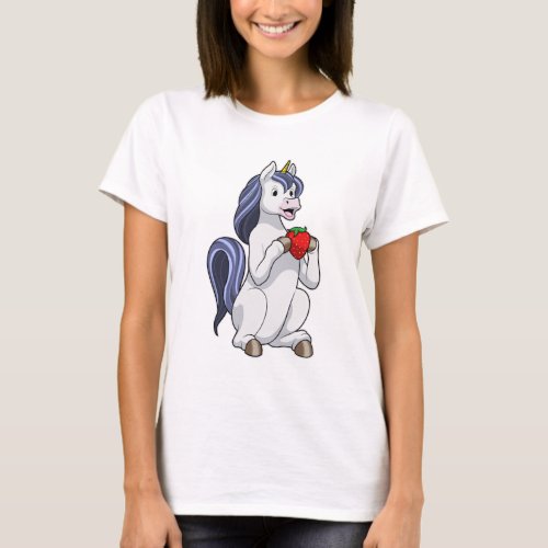 Unicorn with Strawberry Fruit T_Shirt