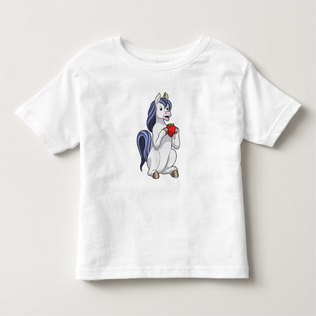 Unicorn with Strawberry Fruit Toddler T-shirt (Front)